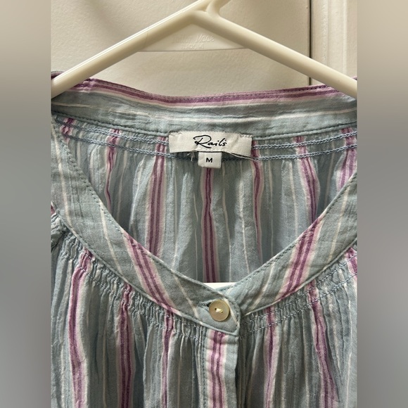 Rails Striped Button-Up Blouse - White and Pink - Picture 5 of 7